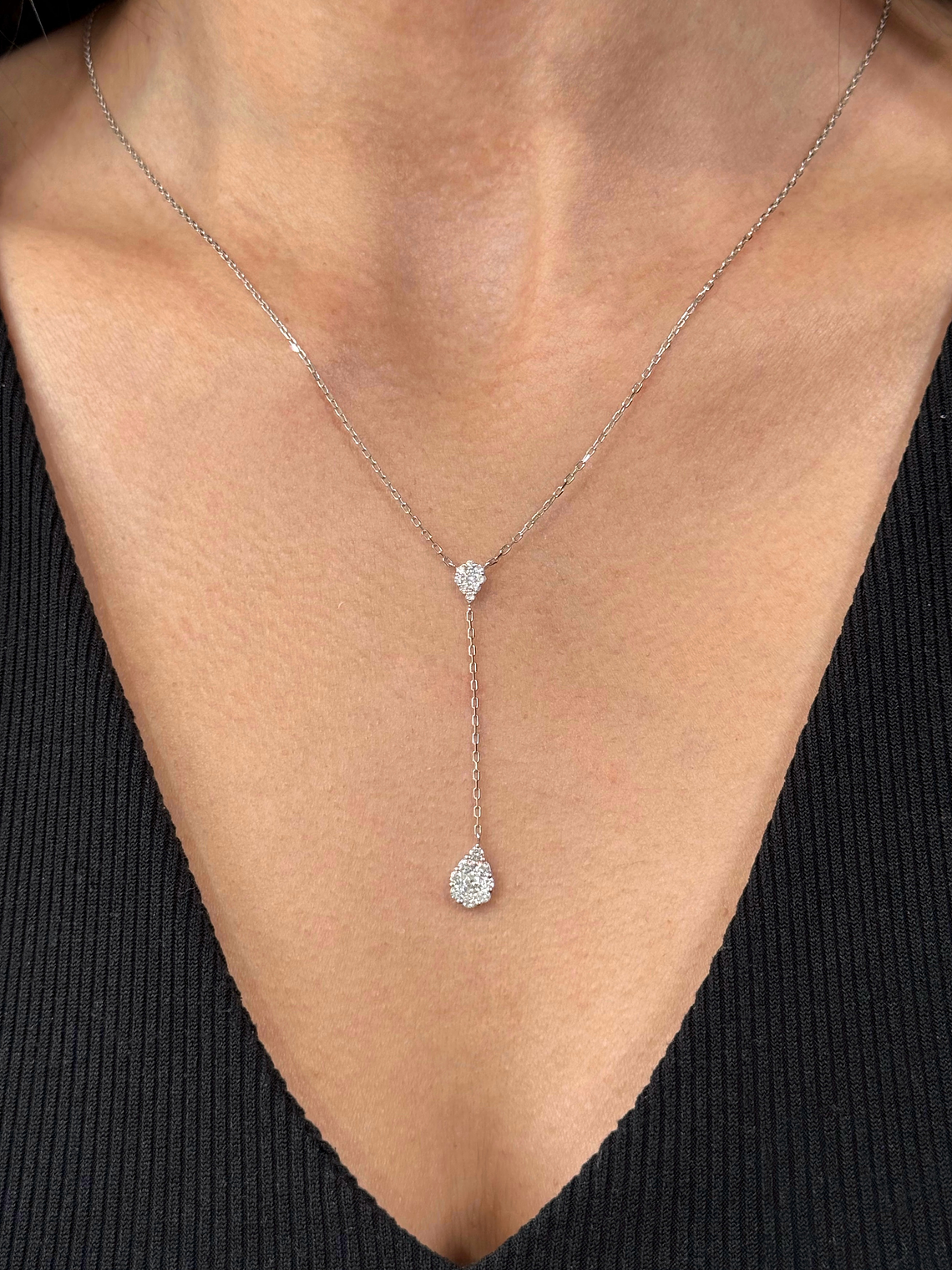 Collar Cascada Diamantes Oro Blanco 18K 2