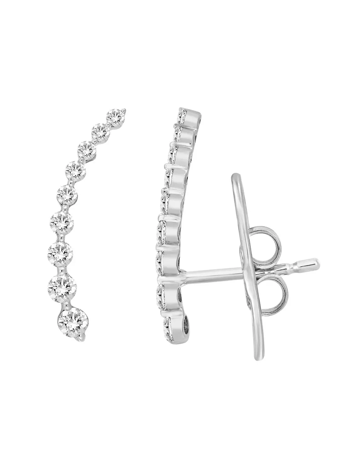 Aros Trepadores en degradé Diamantes en Oro Blanco 18K 2