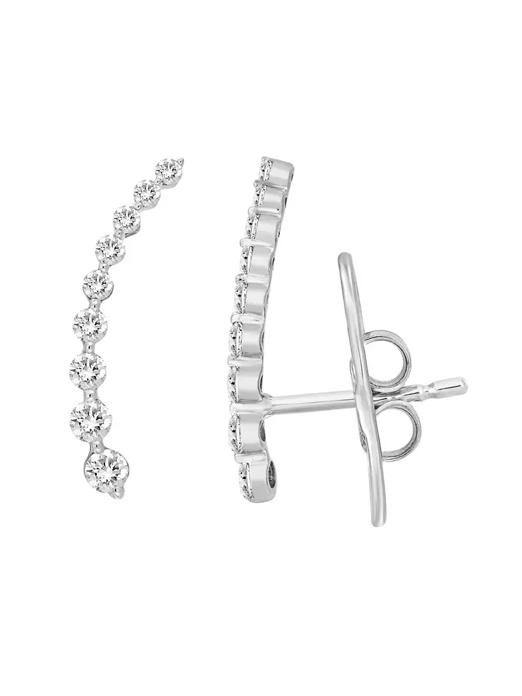 Aros Trepadores en degradé Diamantes en Oro Blanco 18K 2
