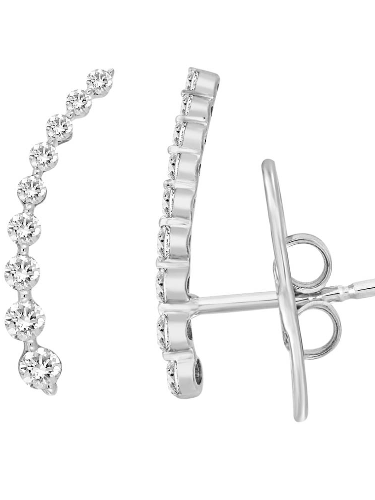 Aros Trepadores en degradé Diamantes en Oro Blanco 18K 2