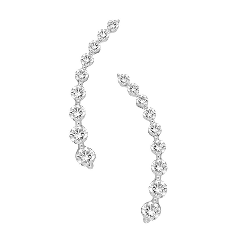 Aros Trepadores en degradé Diamantes en Oro Blanco 18K