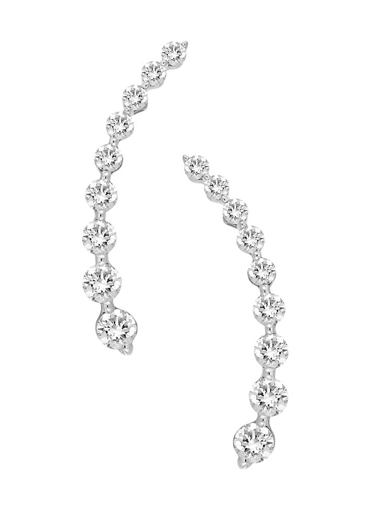 Aros Trepadores en degradé Diamantes en Oro Blanco 18K 1