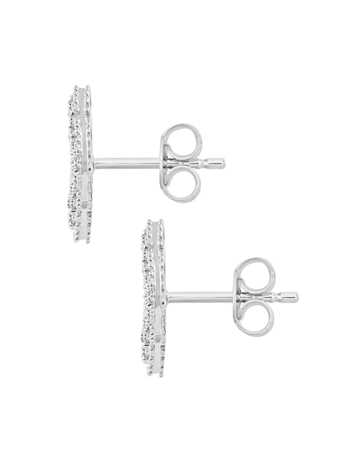 Aros Grandes Trébol Diamantes en Oro Blanco 18K 3