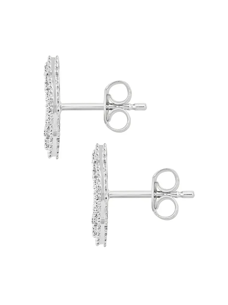 Aros Grandes Trébol Diamantes en Oro Blanco 18K 3