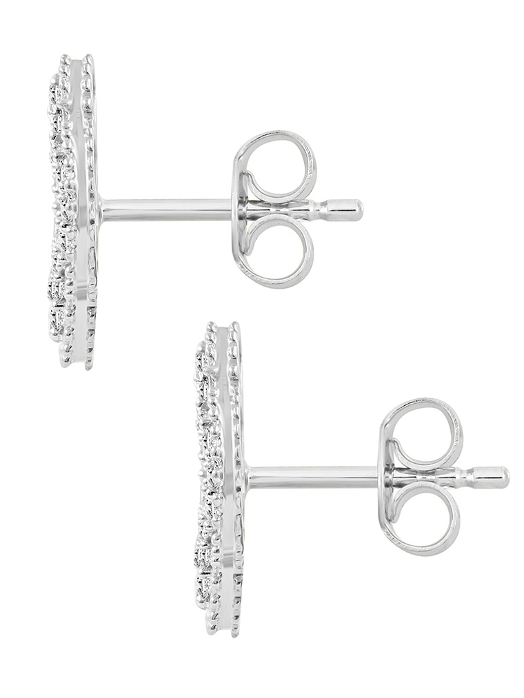 Aros Grandes Trébol Diamantes en Oro Blanco 18K 3