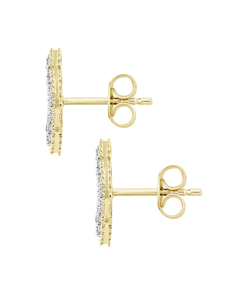 Aros Grandes Trébol Diamantes en Oro Amarillo 18K