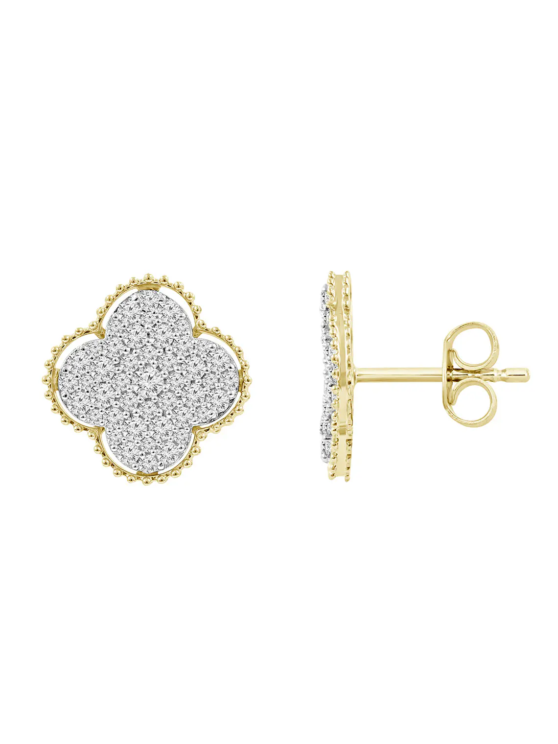 Aros Grandes Trébol Diamantes en Oro Amarillo 18K 2
