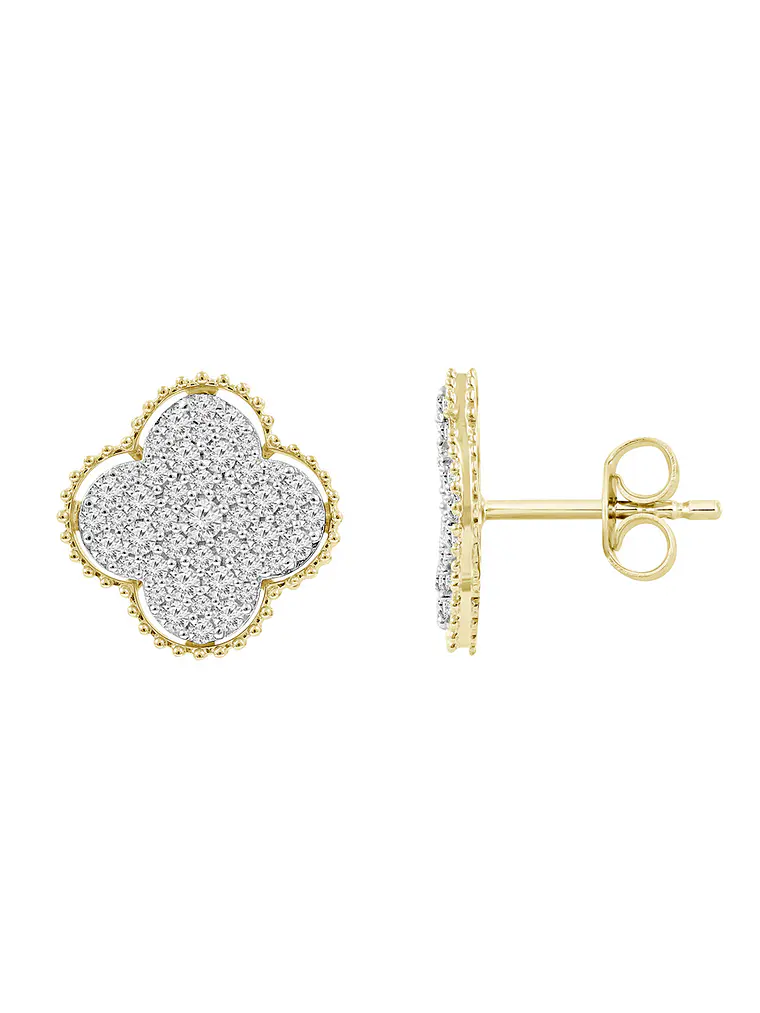 Aros Grandes Trébol Diamantes en Oro Amarillo 18K 2
