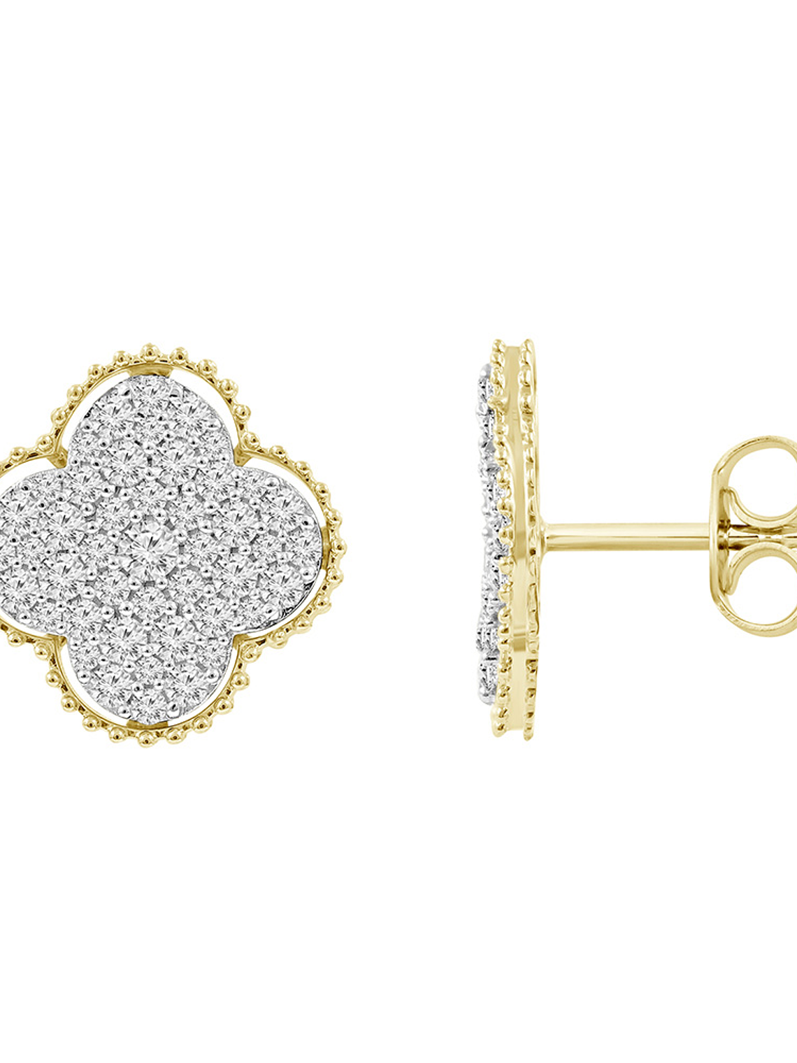 Aros Grandes Trébol Diamantes en Oro Amarillo 18K 2