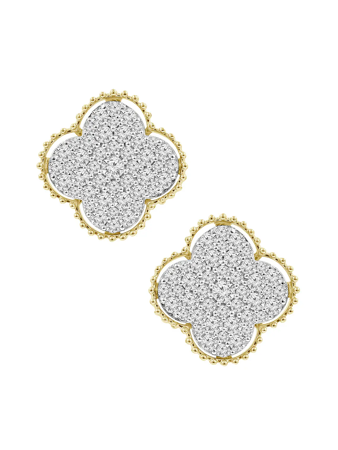 Aros Grandes Trébol Diamantes en Oro Amarillo 18K 1