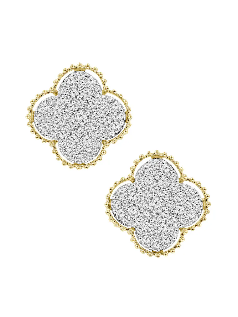 Aros Grandes Trébol Diamantes en Oro Amarillo 18K 1