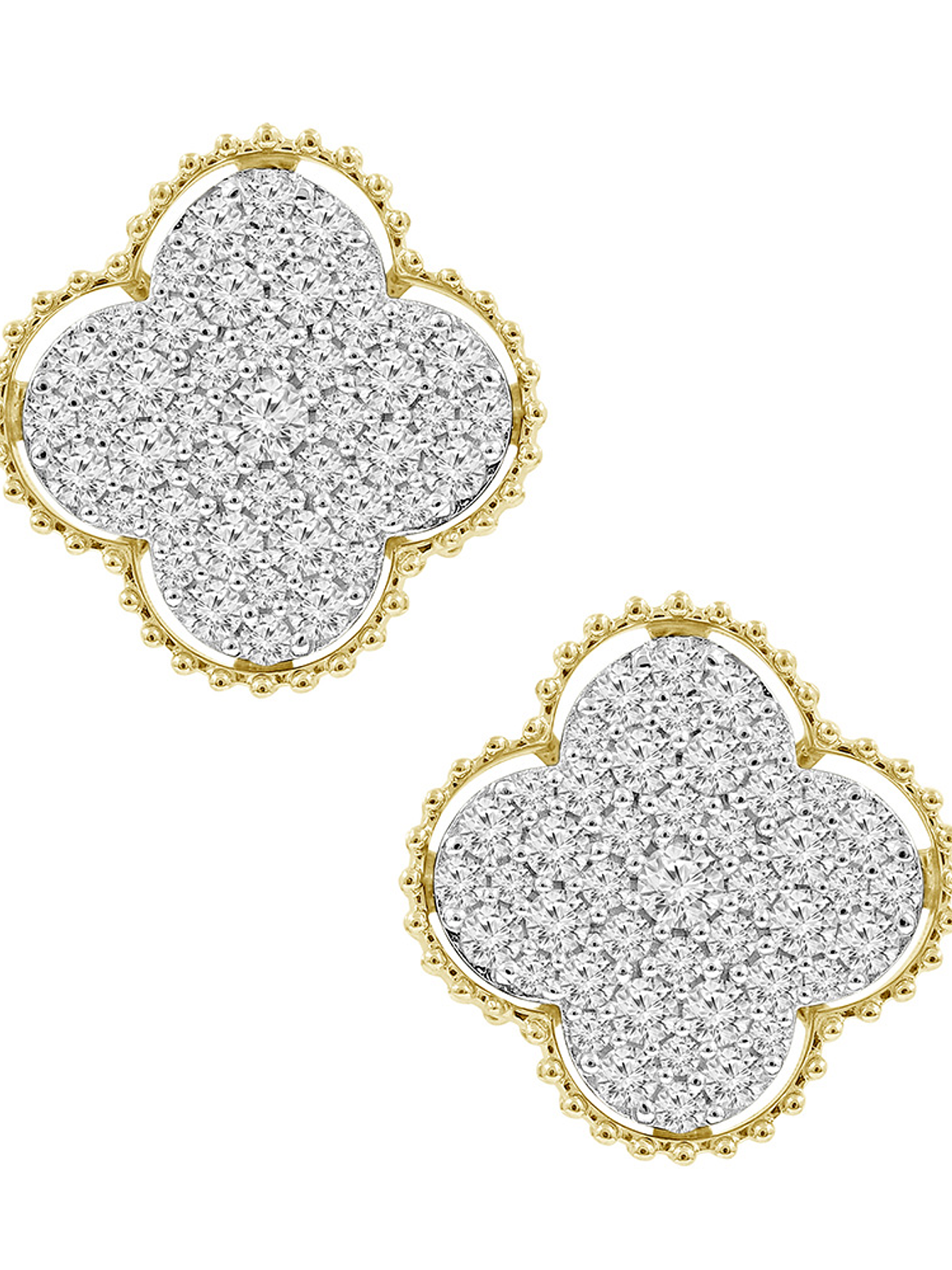 Aros Grandes Trébol Diamantes en Oro Amarillo 18K 1