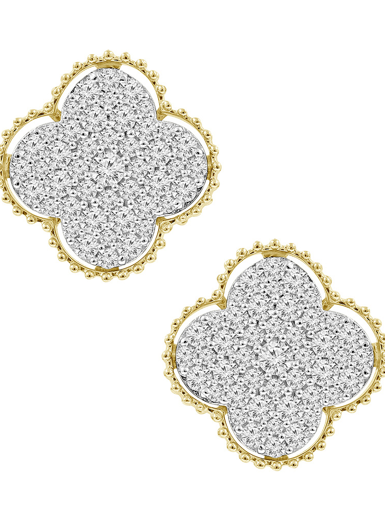 Aros Grandes Trébol Diamantes en Oro Amarillo 18K 1