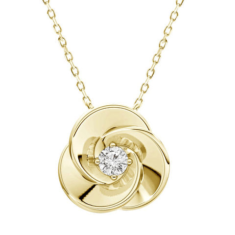 Exclusivo Collar Flor de Diamante Natural en Oro Amarillo 18K