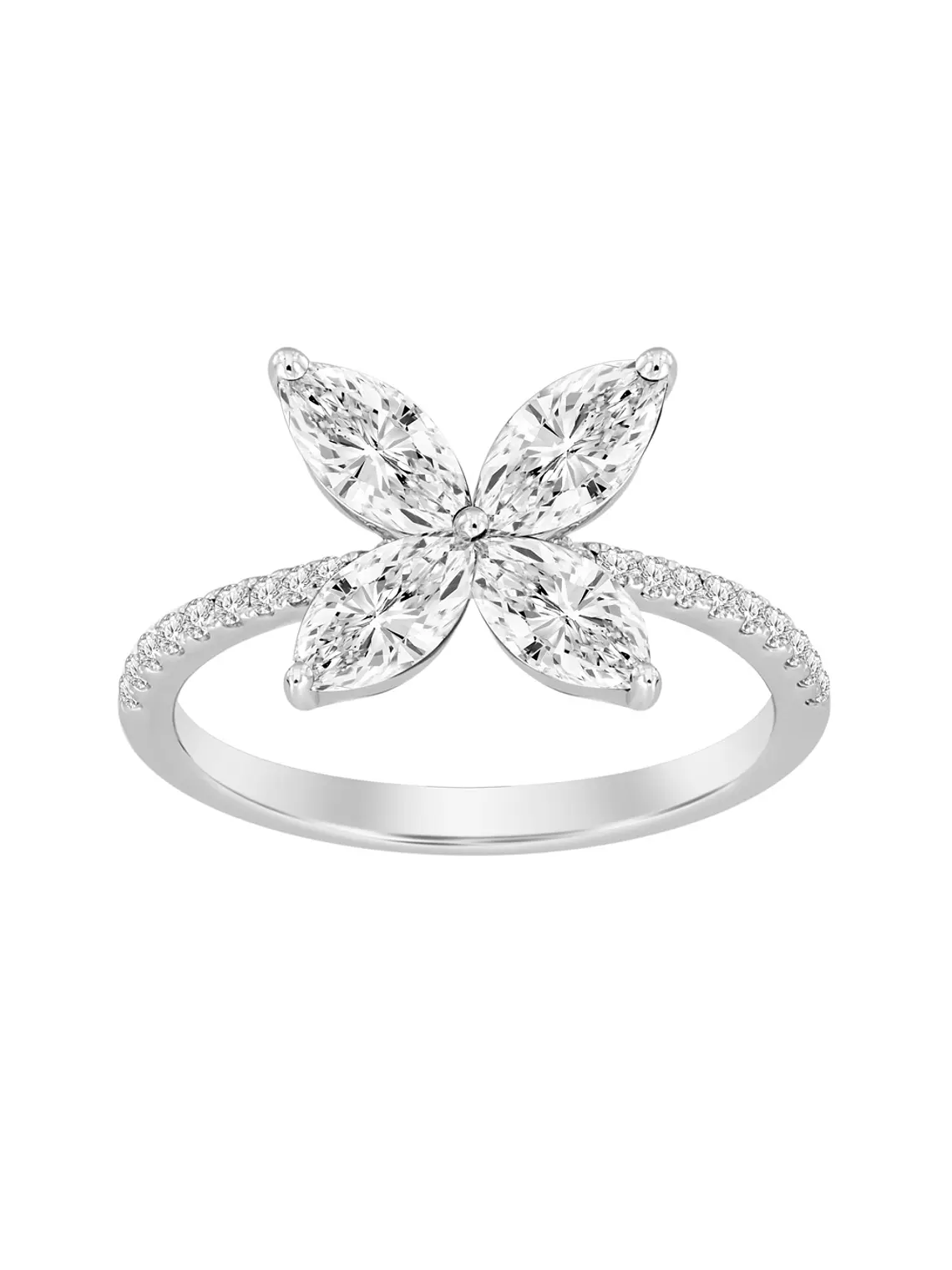 Anillo Solitario Diamantes Naturales Marquise en Oro Blanco 18k 1