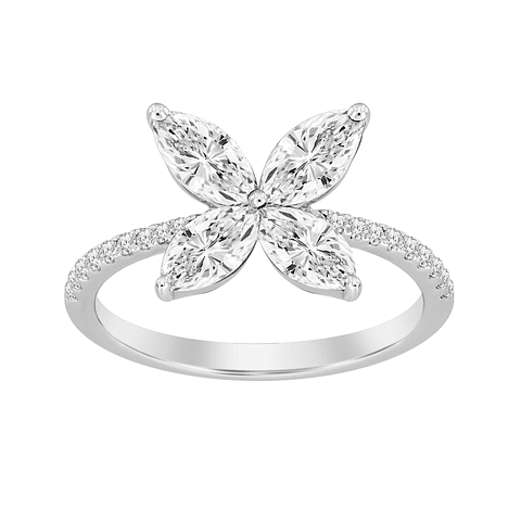 Anillo Solitario Diamantes Naturales Marquise en Oro Blanco 18k