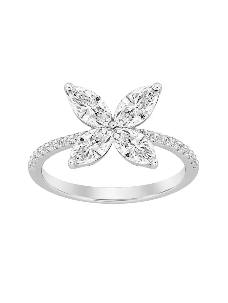 Anillo Solitario Diamantes Naturales Marquise en Oro Blanco 18k 1