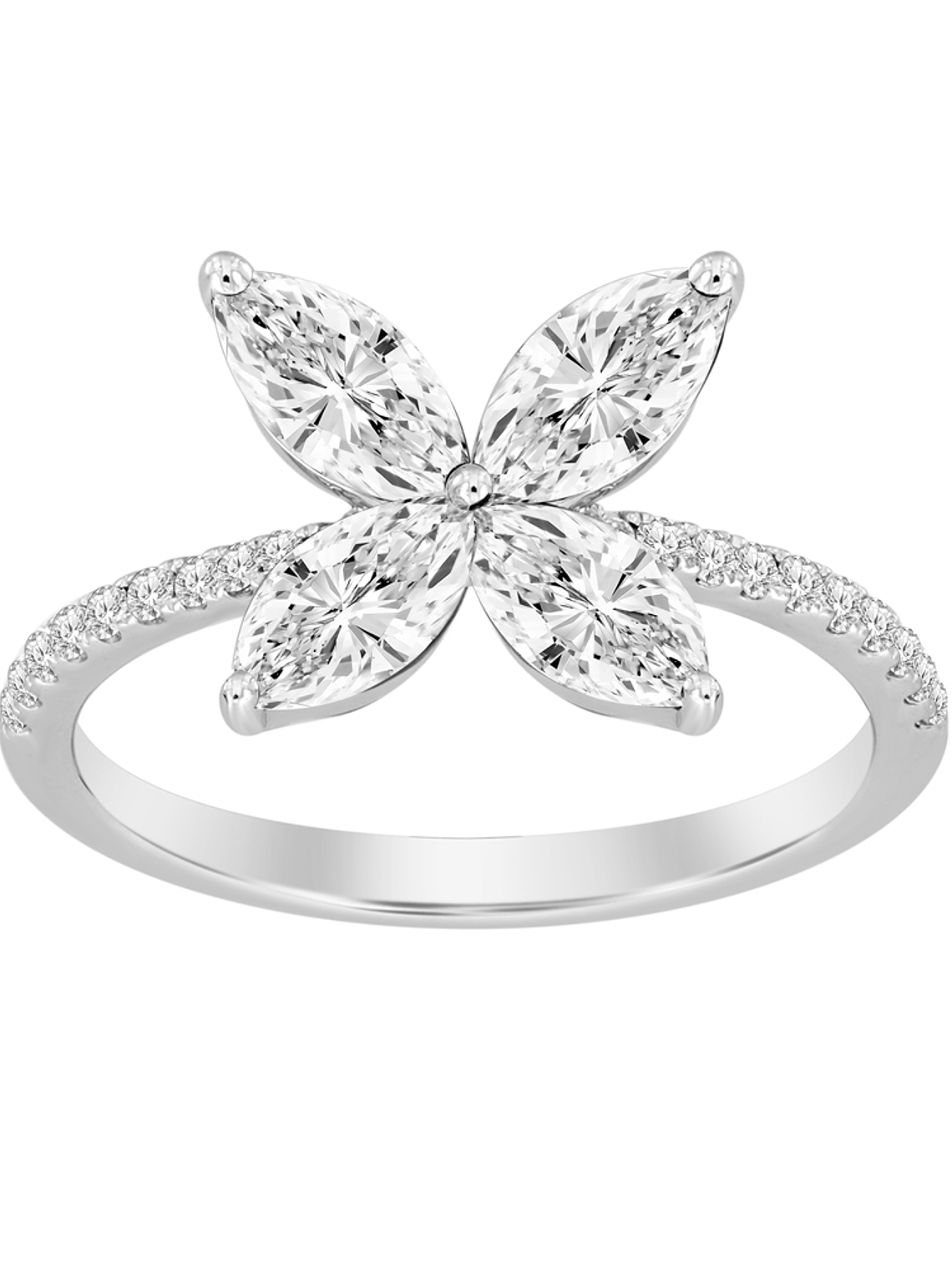 Anillo Solitario Diamantes Naturales Marquise en Oro Blanco 18k 1