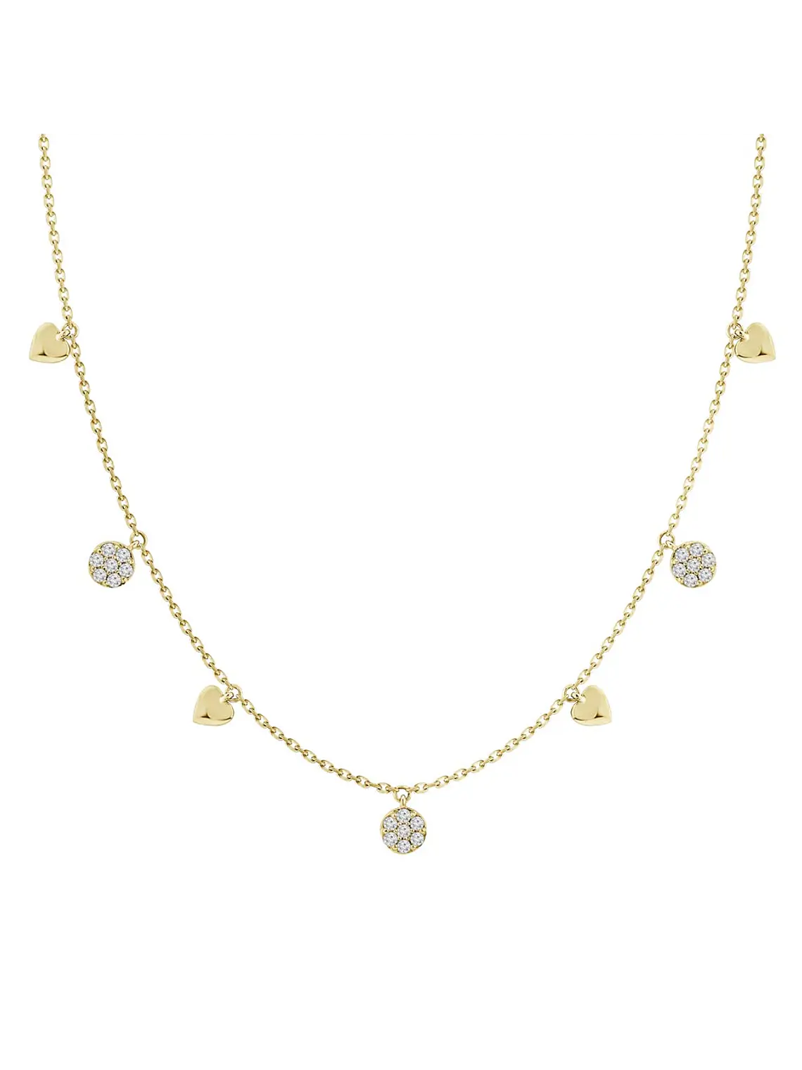 Collar Corazones Colgantes y Diamantes en Oro Amarillo 18K 1