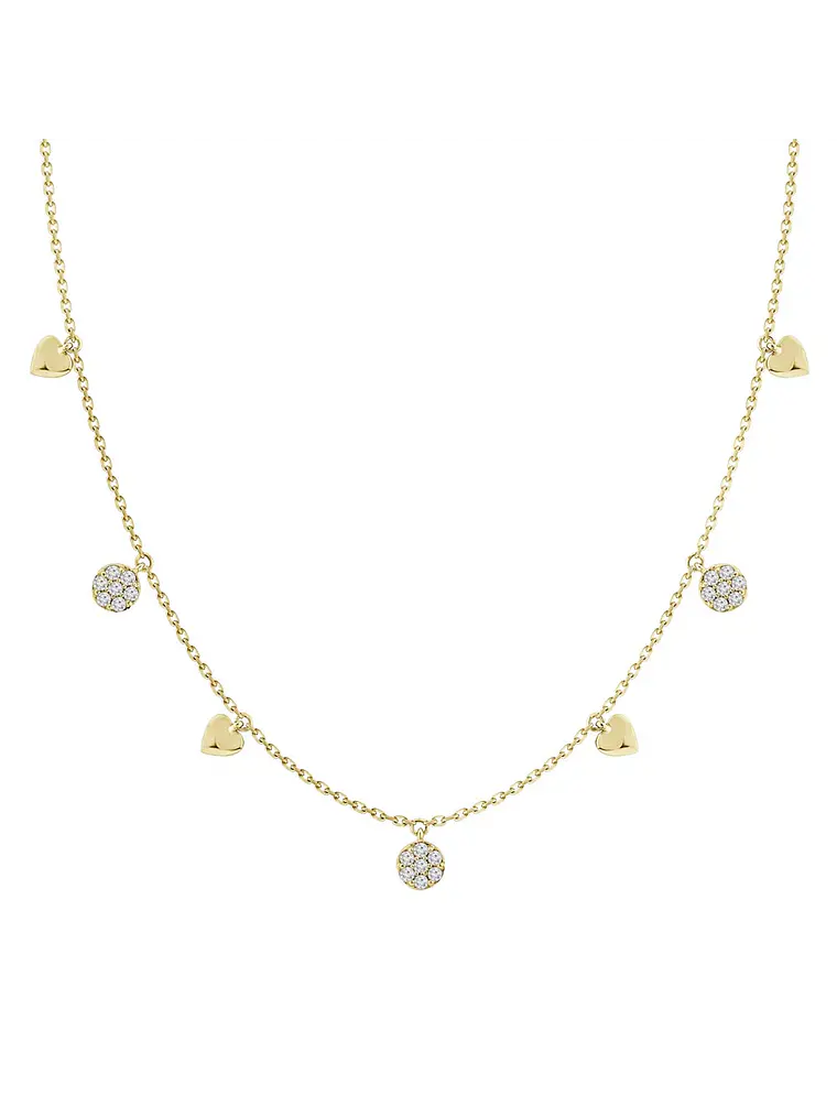 Collar Corazones Colgantes y Diamantes en Oro Amarillo 18K 1