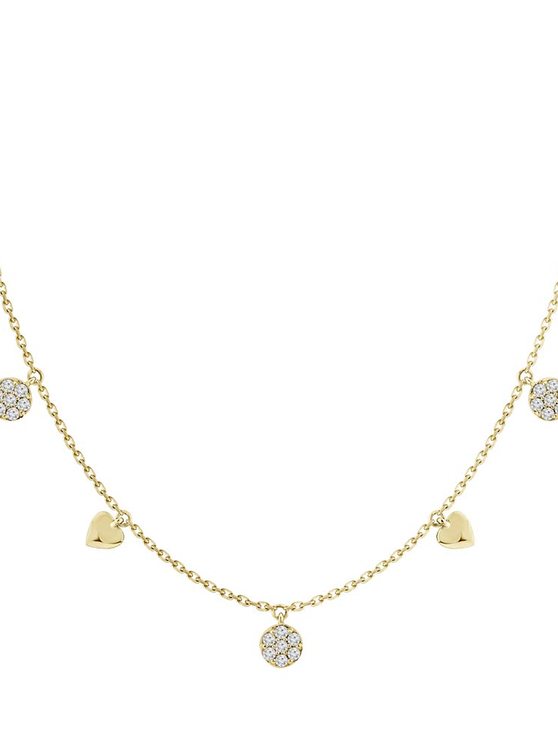 Collar Corazones Colgantes y Diamantes en Oro Amarillo 18K 1