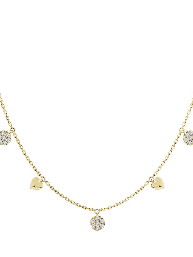 Collar Corazones Colgantes y Diamantes en Oro Amarillo 18K 1