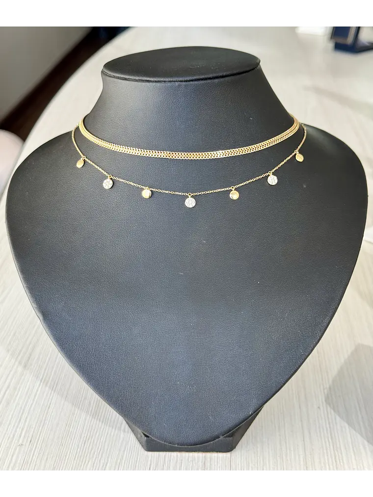 Collar Corazones Colgantes y Diamantes en Oro Amarillo 18K 2