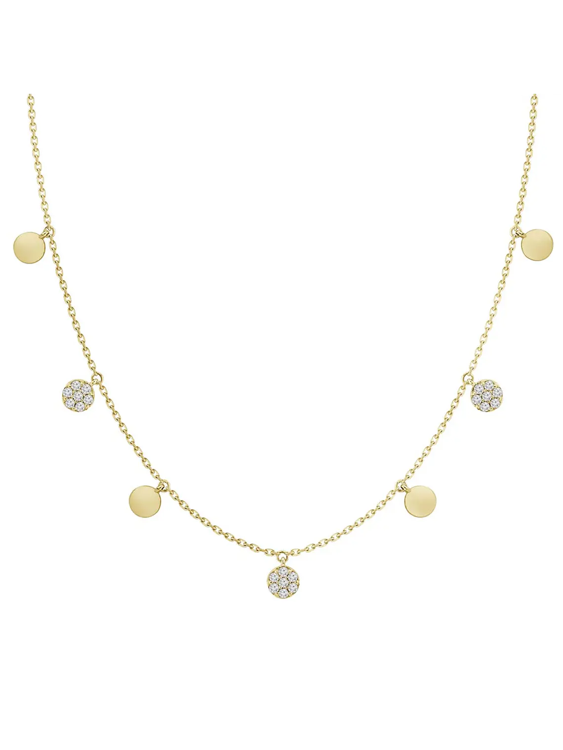 Collar Moneditas Colgantes y Diamantes en Oro Amarillo 18K 1