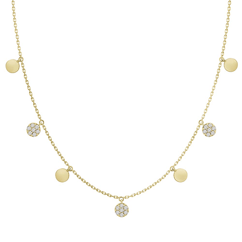 Collar Moneditas Colgantes y Diamantes en Oro Amarillo 18K