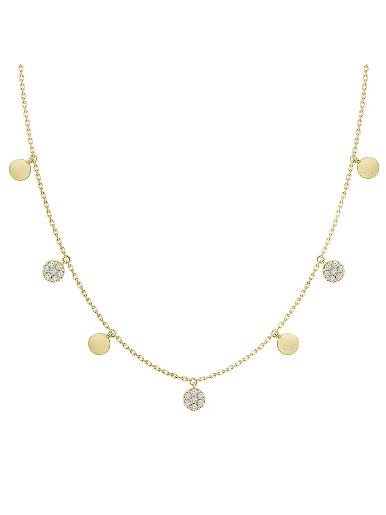 Collar Moneditas Colgantes y Diamantes en Oro Amarillo 18K 1