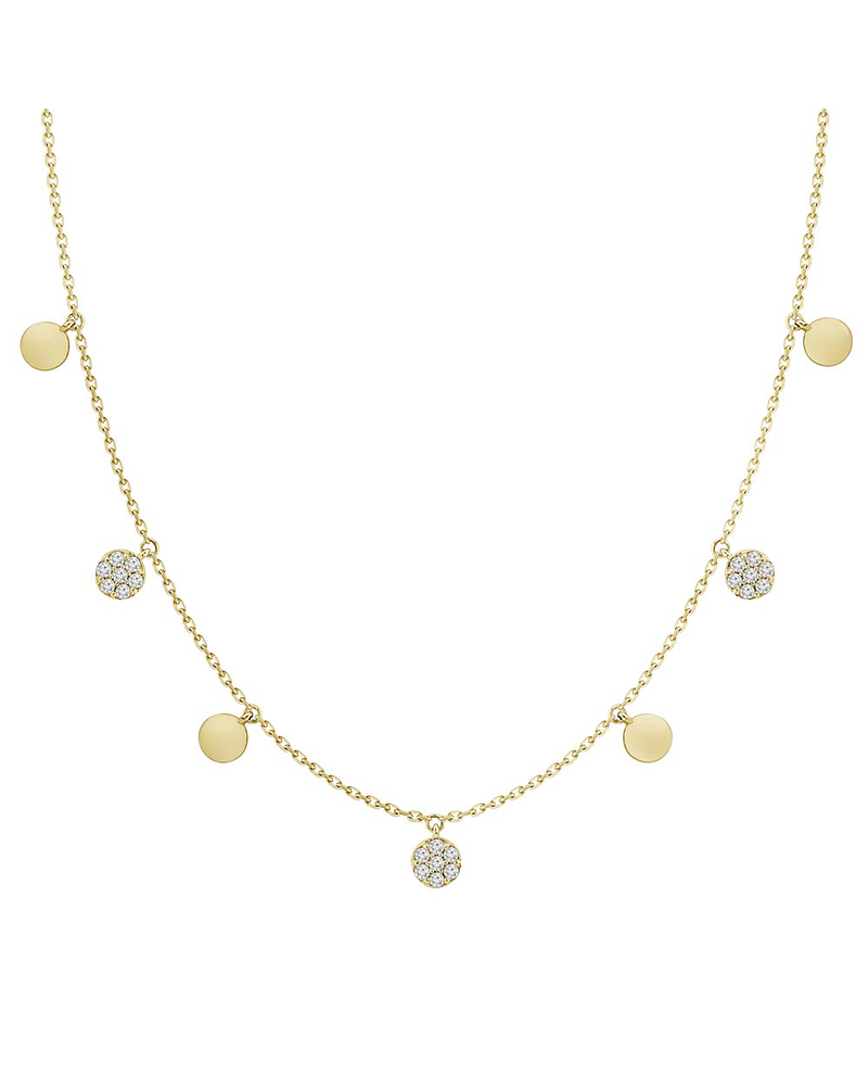 Collar Moneditas Colgantes y Diamantes en Oro Amarillo 18K