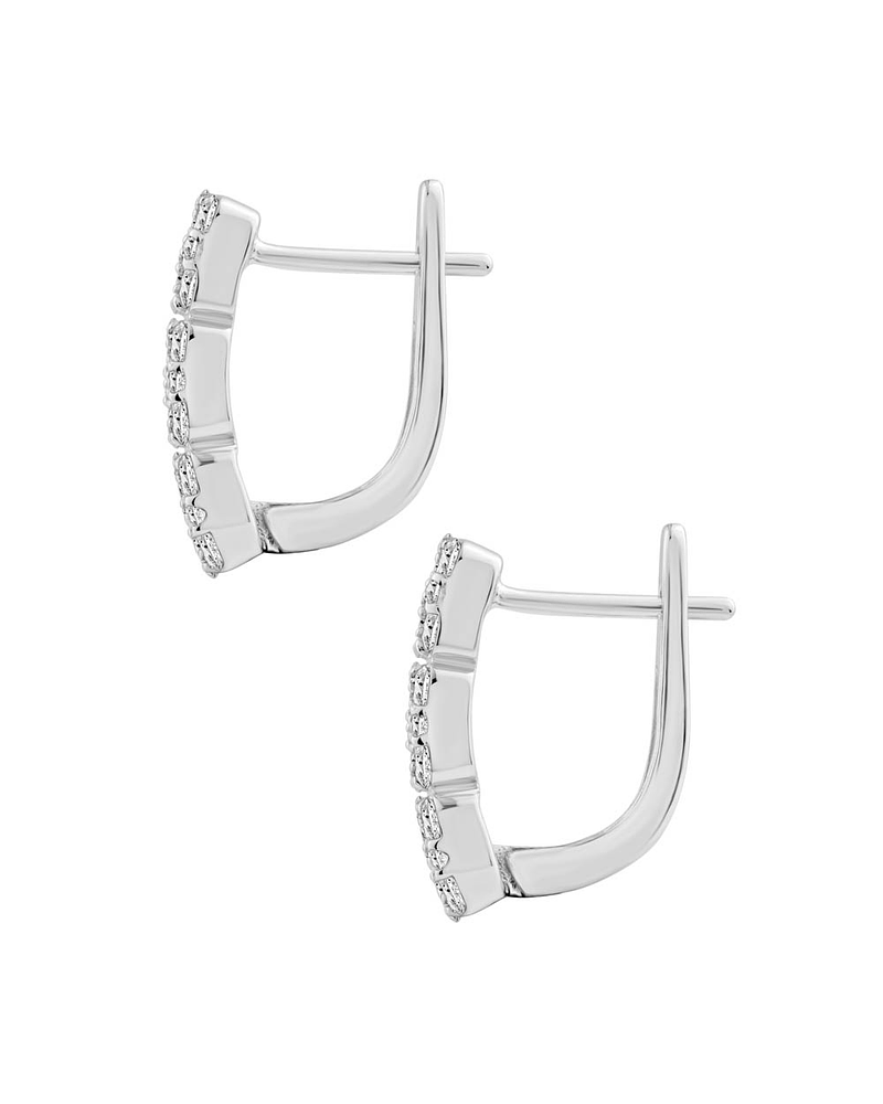 Aros Argollas Diamantes  Pavé en Oro Blanco 18K