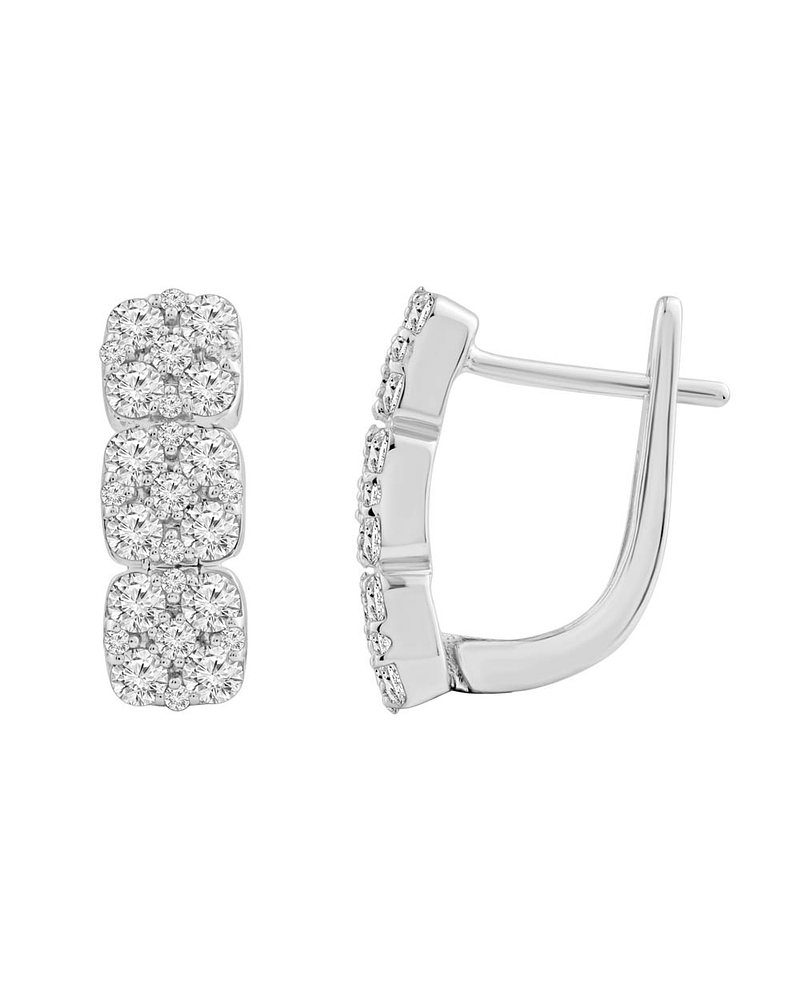 Aros Argollas Diamantes  Pavé en Oro Blanco 18K