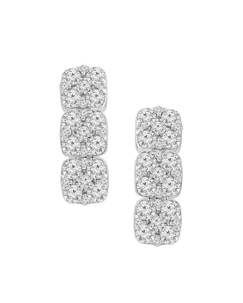 Aros Argollas Diamantes  Pavé en Oro Blanco 18K