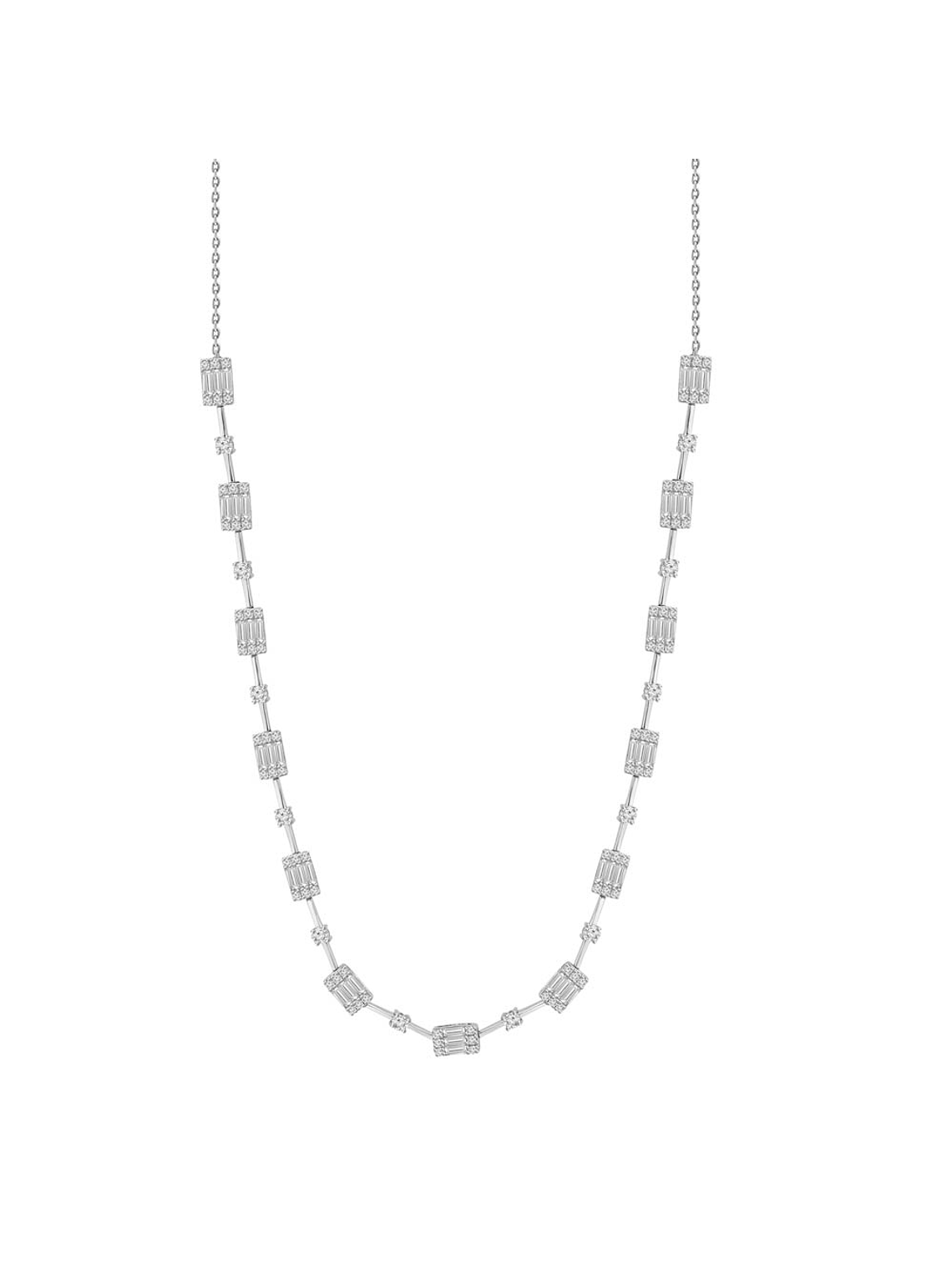 Collar Choker Diamantes Baguette en Oro Blanco 18K 1