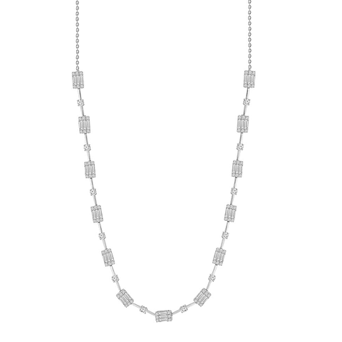 Collar Choker Diamantes Baguette en Oro Blanco 18K