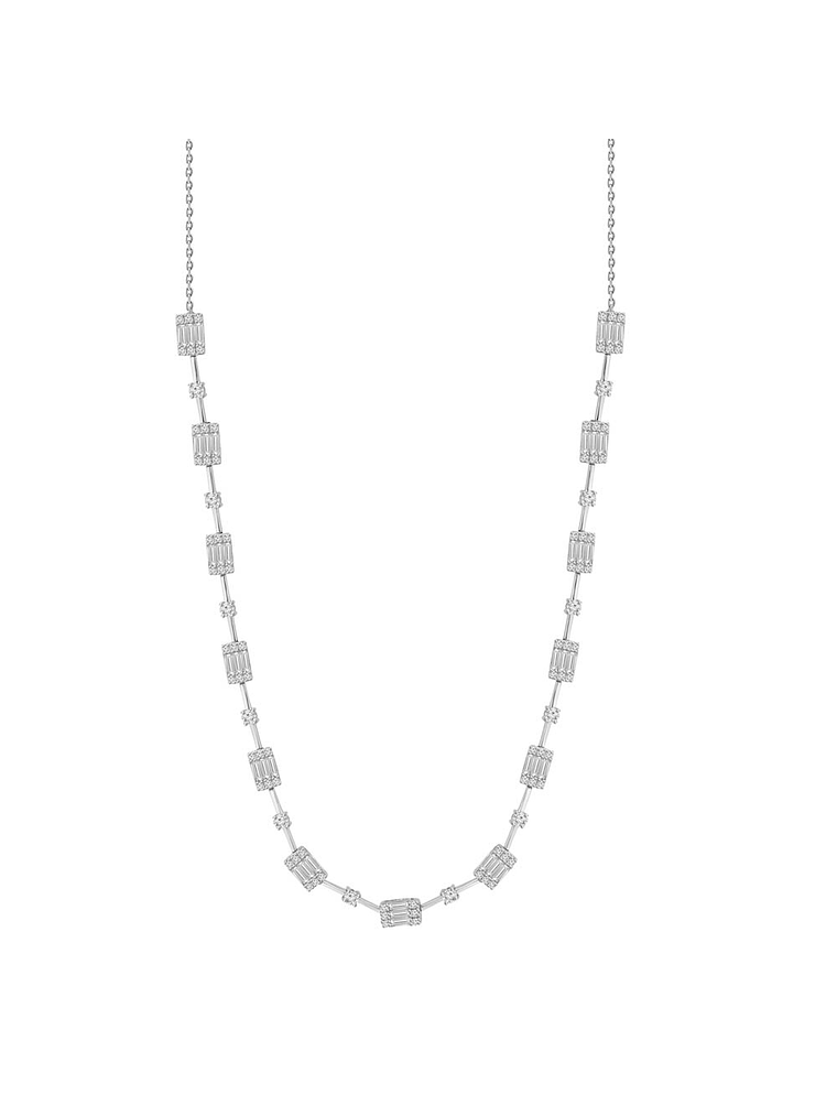 Collar Choker Diamantes Baguette en Oro Blanco 18K 1
