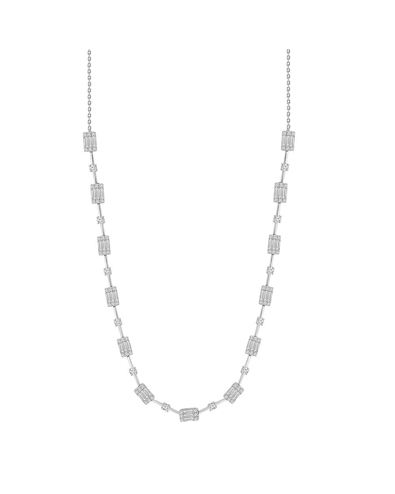 Collar Choker Diamantes Baguette en Oro Blanco 18K
