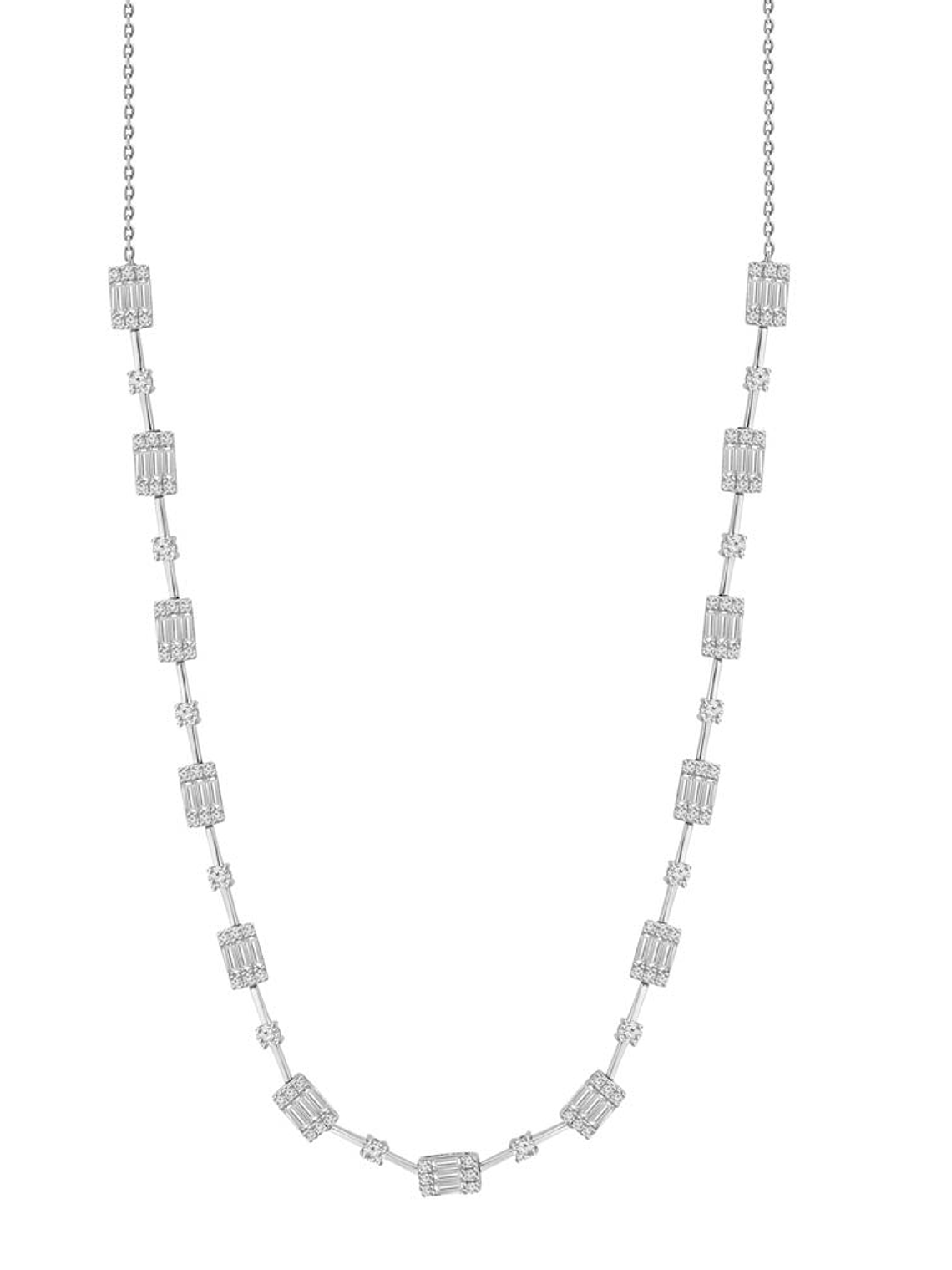 Collar Choker Diamantes Baguette en Oro Blanco 18K 1