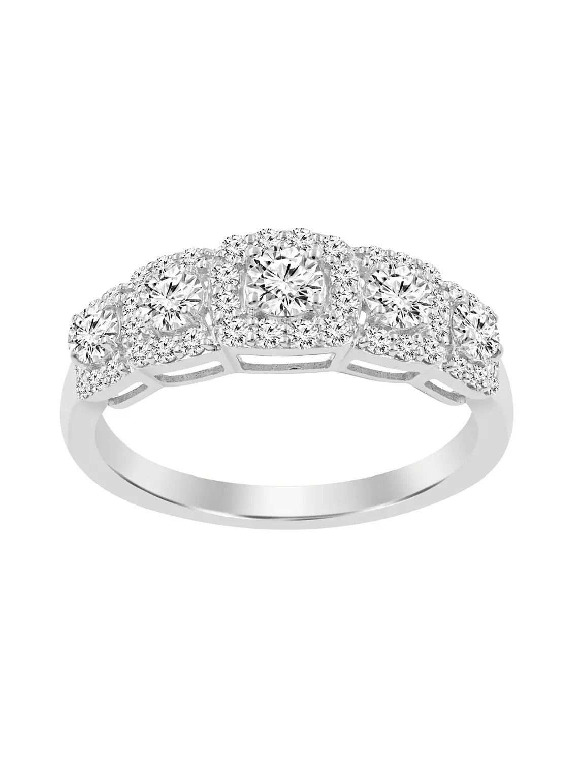 Anillo Cintillo Quintillo Halo Diamantes Oro Blanco 18K 1