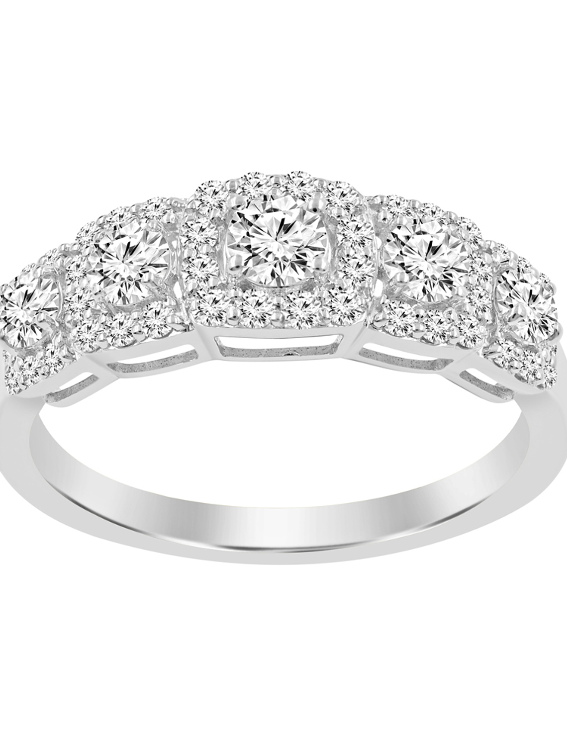 Anillo Cintillo Quintillo Halo Diamantes Oro Blanco 18K 1