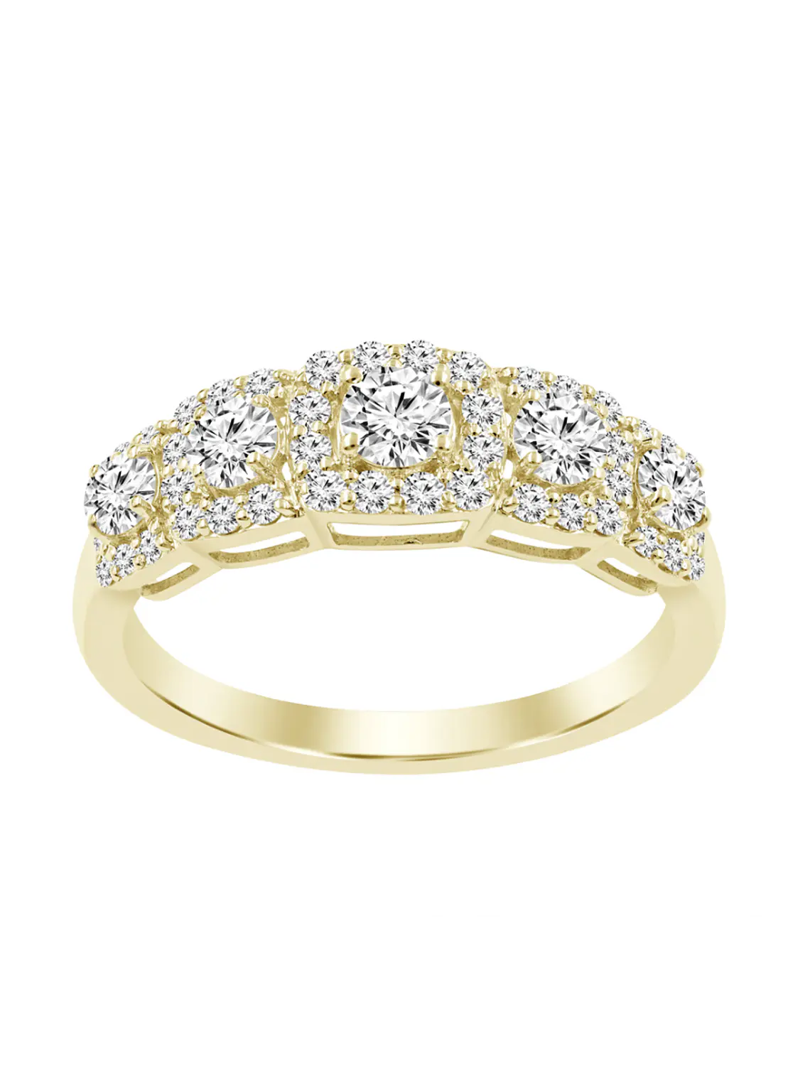 Anillo Cintillo Quintillo Halo Diamantes Oro Amarillo 18K 1