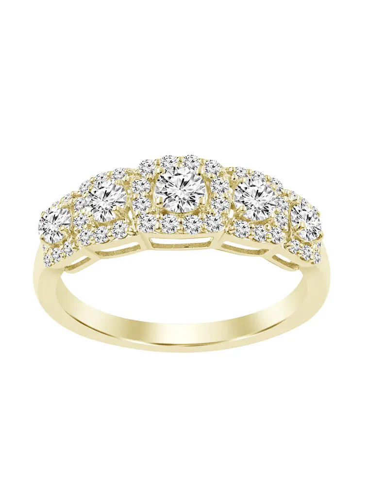 Anillo Cintillo Quintillo Halo Diamantes Oro Amarillo 18K 1