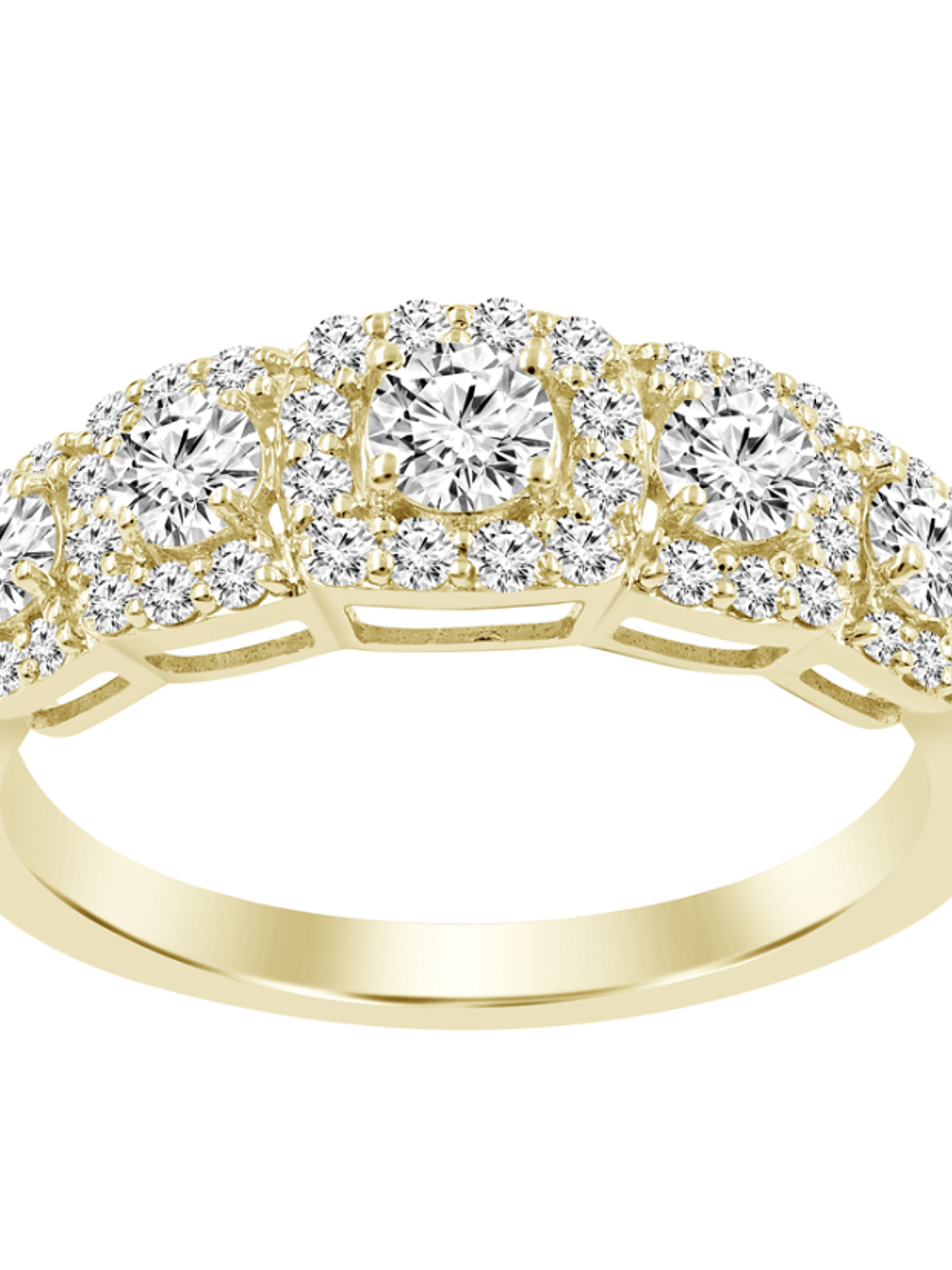 Anillo Cintillo Quintillo Halo Diamantes Oro Amarillo 18K 1