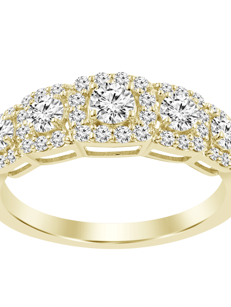 Anillo Cintillo Quintillo Halo Diamantes Oro Amarillo 18K 1