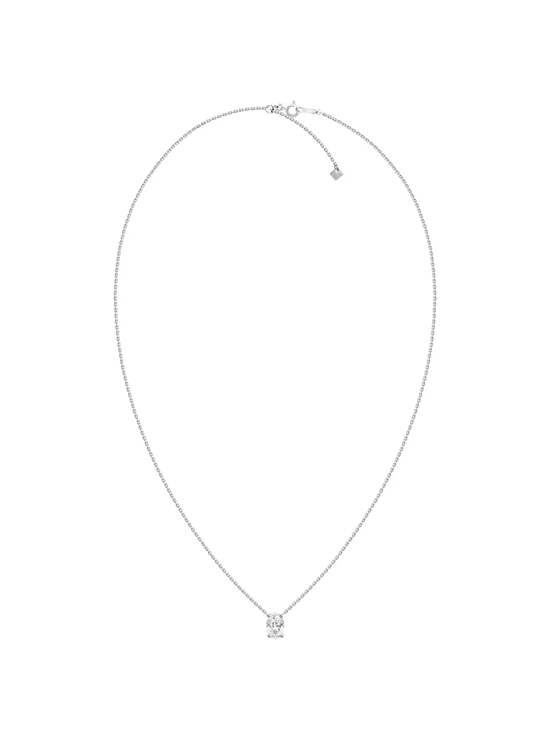 Collar Punto de Luz Diamante Ovalado Flotante en Oro Blanco 18K 2