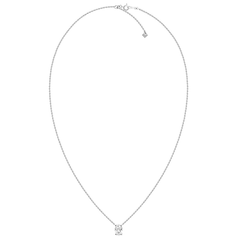 Collar Punto de Luz Diamante Ovalado Flotante en Oro Blanco 18K