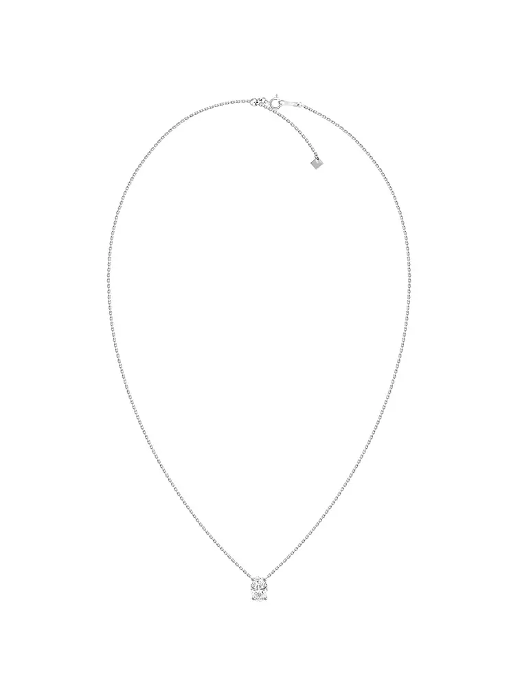 Collar Punto de Luz Diamante Ovalado Flotante en Oro Blanco 18K 2