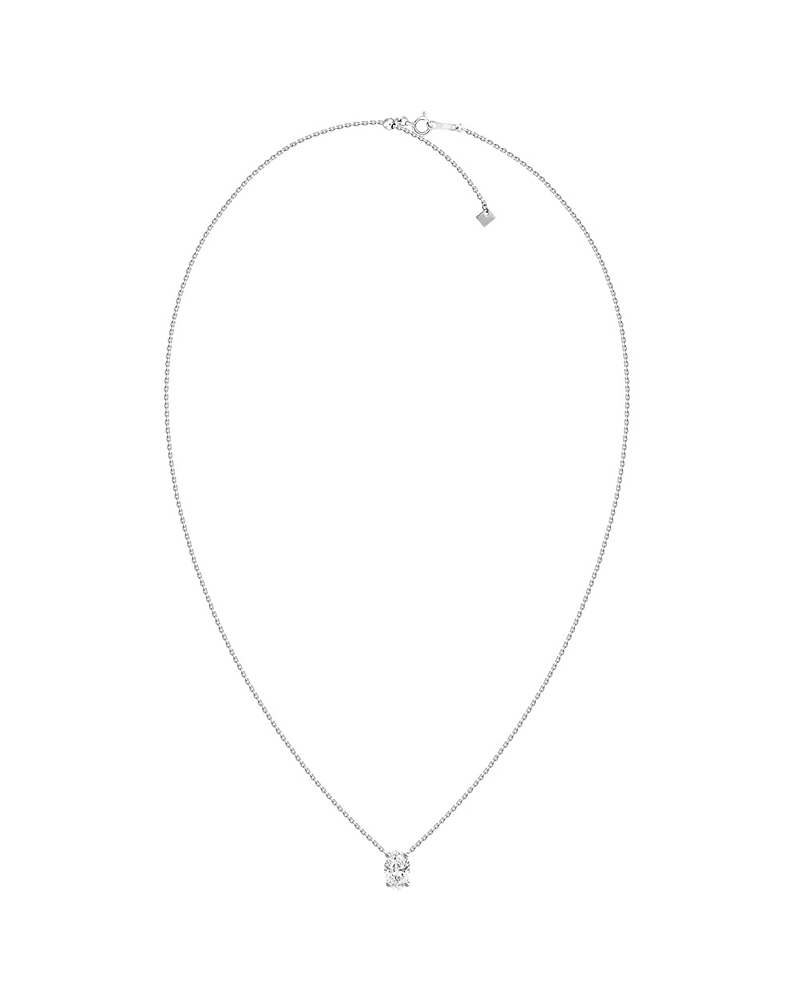 Collar Punto de Luz Diamante Ovalado Flotante en Oro Blanco 18K