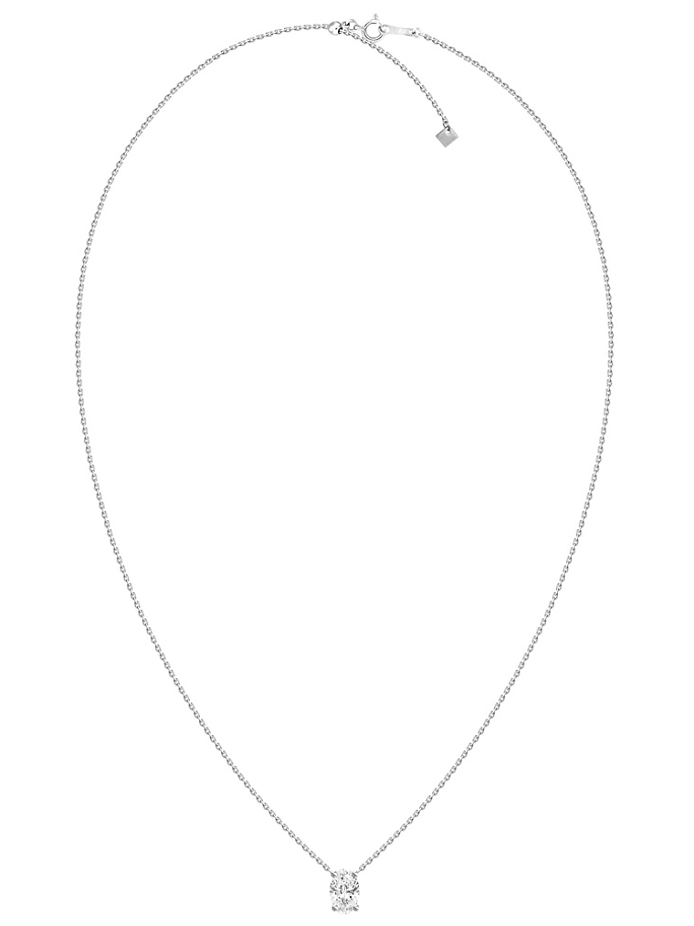 Collar Punto de Luz Diamante Ovalado Flotante en Oro Blanco 18K 2